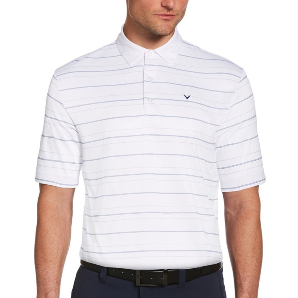 Callaway Men's White Striped Polo Shirt
